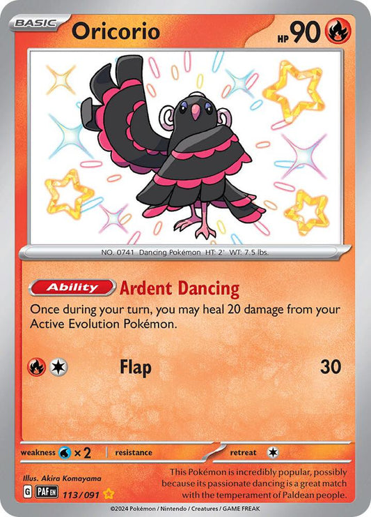 Oricorio 113/091 Shiny Rare Paldean Fates Pokémon card