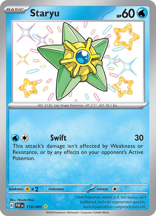 Staryu 118/091 Shiny Rare Paldean Fates Pokémon card