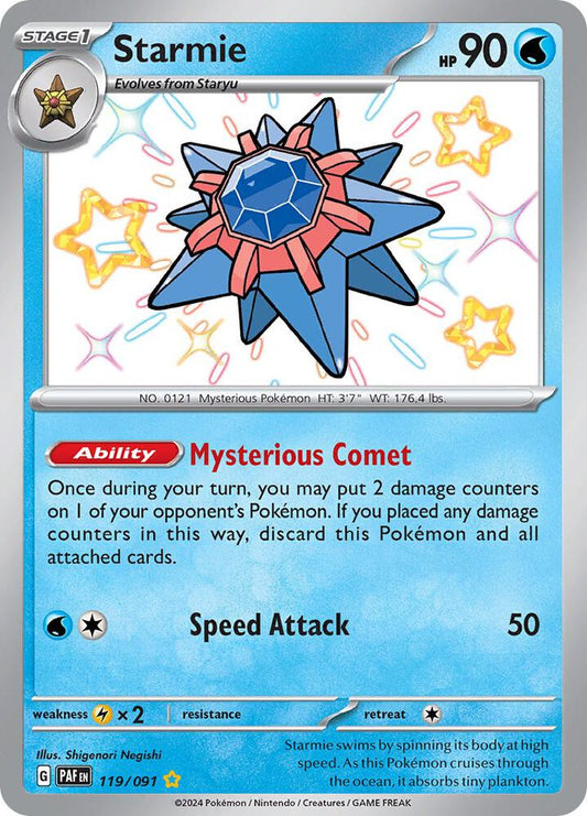 Starmie 119/091 Shiny Rare Paldean Fates Pokémon card