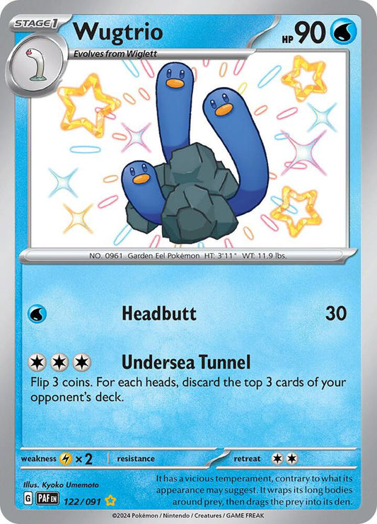 Wugtrio - 122/091 122/091 Shiny Rare Paldean Fates Pokémon card