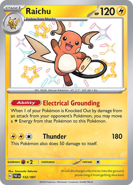 Raichu - 132/091 132/091 Shiny Rare Paldean Fates Pokémon card