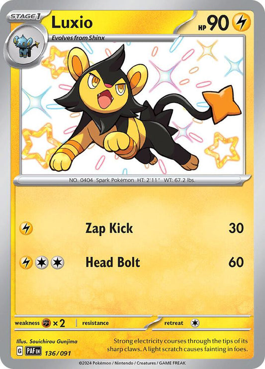 Luxio 136/091 Shiny Rare Paldean Fates Pokémon card