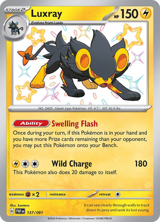 Luxray 137/091 Shiny Rare Paldean Fates Pokémon card
