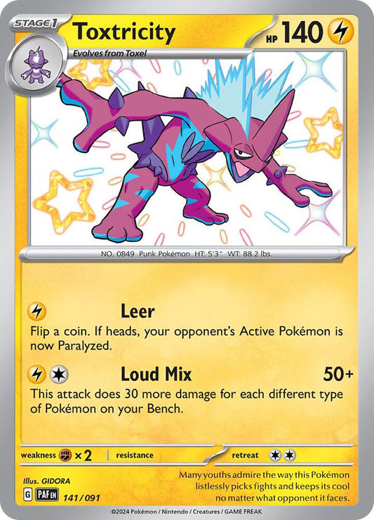 Toxtricity 141/091 Shiny Rare Paldean Fates Pokémon card