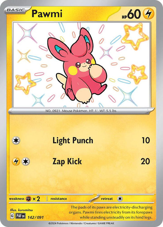 Pawmi - 142/091 142/091 Shiny Rare Paldean Fates Pokémon card
