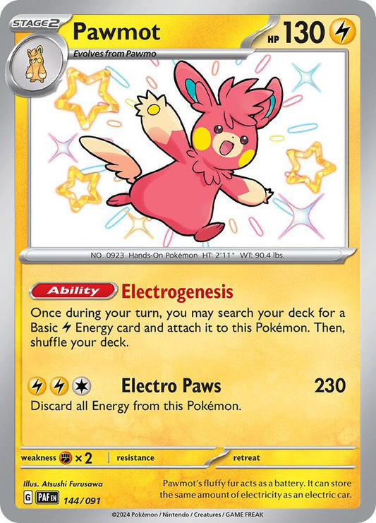Pawmot 144/091 Shiny Rare Paldean Fates Pokémon card
