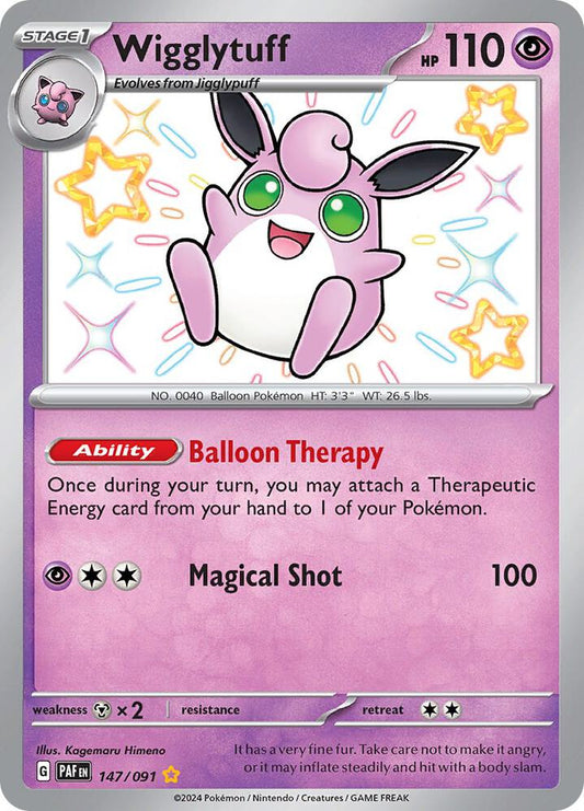 Wigglytuff 147/091 Shiny Rare Paldean Fates Pokémon card