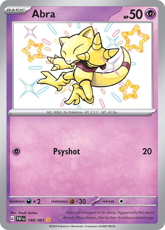 Abra 148/091 Shiny Rare Paldean Fates Pokémon card