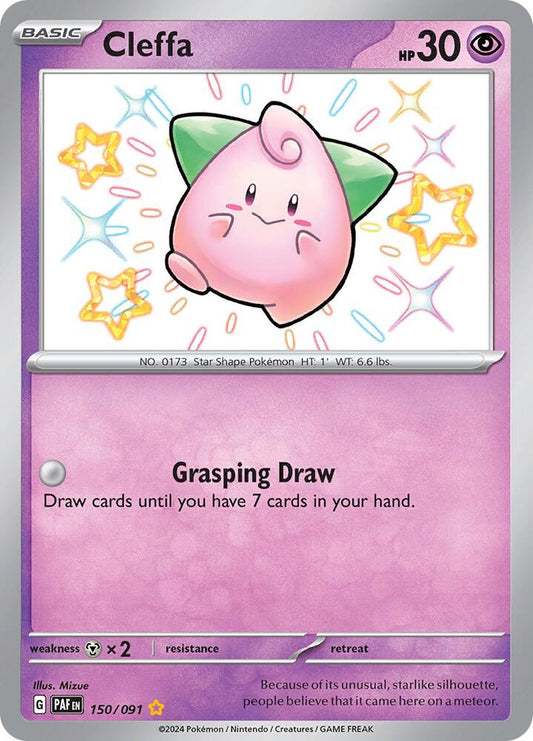 Cleffa 150/091 Shiny Rare Paldean Fates Pokémon card