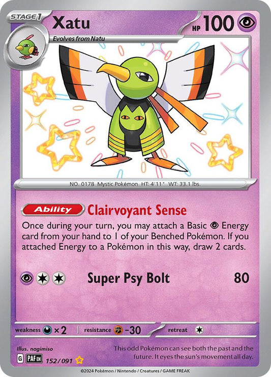 Xatu - 152/091 152/091 Shiny Rare Paldean Fates Pokémon card
