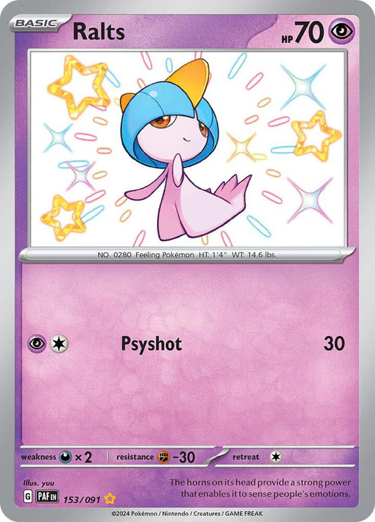 Ralts - 153/091 153/091 Shiny Rare Paldean Fates Pokémon card