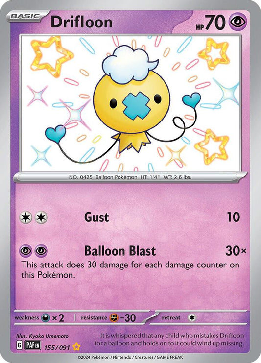 Drifloon 155/091 Shiny Rare Paldean Fates Pokémon card