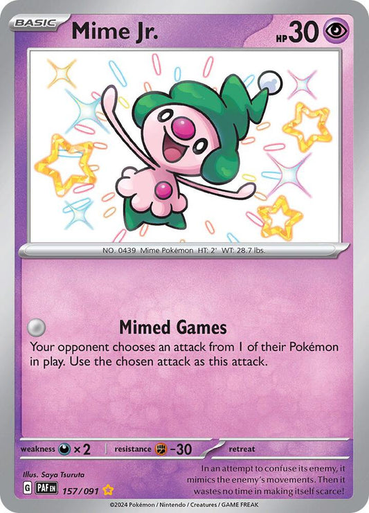 Mime Jr. - 157/091 157/091 Shiny Rare Paldean Fates Pokémon card