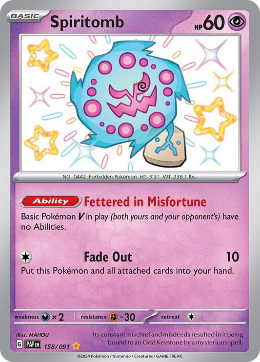 Spiritomb 158/091 Shiny Rare Paldean Fates Pokémon card