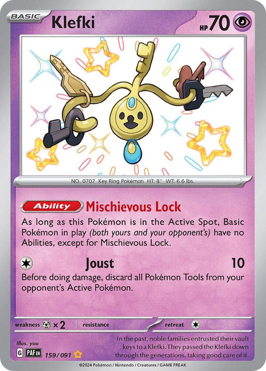 Klefki 159/091 Shiny Rare Paldean Fates Pokémon card