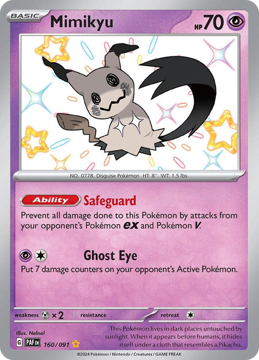 Mimikyu -160/091 160/091 Shiny Rare Paldean Fates Pokémon card