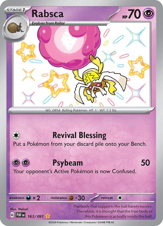 Rabsca 163/091 Shiny Rare Paldean Fates Pokémon card