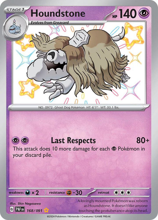 Houndstone - 168/091 168/091 Shiny Rare Paldean Fates Pokémon card