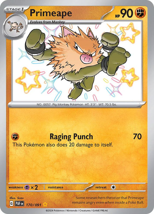 Primeape - 170/091 170/091 Shiny Rare Paldean Fates Pokémon card