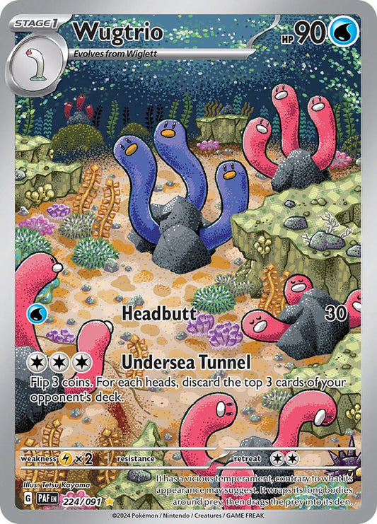 Wugtrio - 224/091 224/091 Illustration Rare Paldean Fates Pokémon card