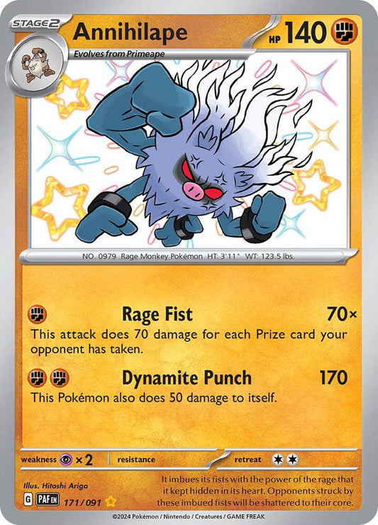 Annihilape - 171/091 171/091 Shiny Rare Paldean Fates Pokémon card