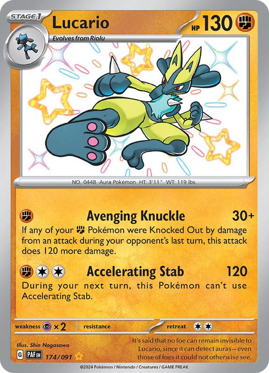 Lucario 174/091 Shiny Rare Paldean Fates Pokémon card