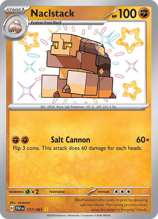 Naclstack 177/091 Shiny Rare Paldean Fates Pokémon card