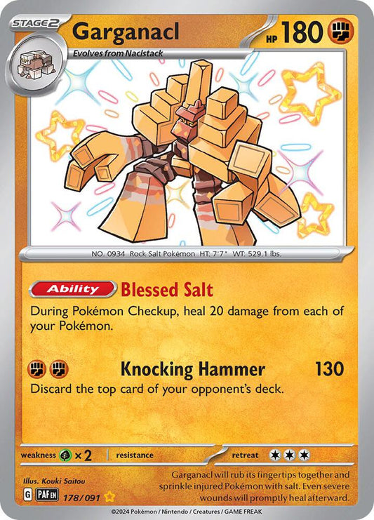 Garganacl 178/091 Shiny Rare Paldean Fates Pokémon card