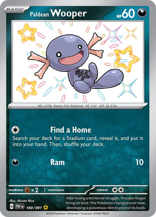 Paldean Wooper - 180/091 180/091 Shiny Rare Paldean Fates Pokémon card