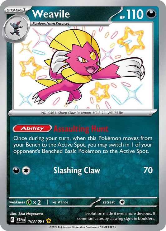 Weavile 183/091 Shiny Rare Paldean Fates Pokémon card