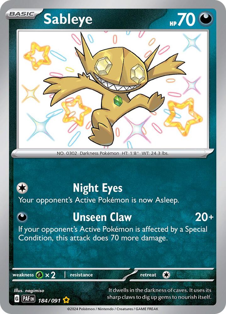Sableye - 184/091 Shiny Rare SV: Paldean Fates