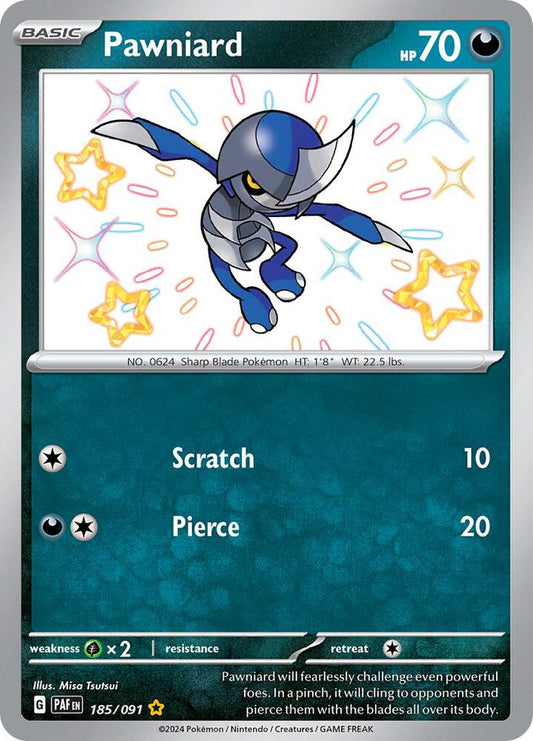 Pawniard 185/091 Shiny Rare Paldean Fates Pokémon card