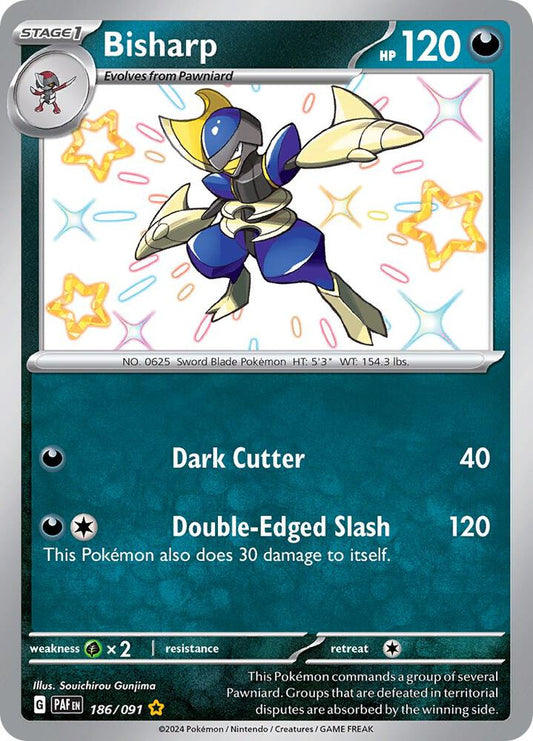 Bisharp 186/091 Shiny Rare Paldean Fates Pokémon card