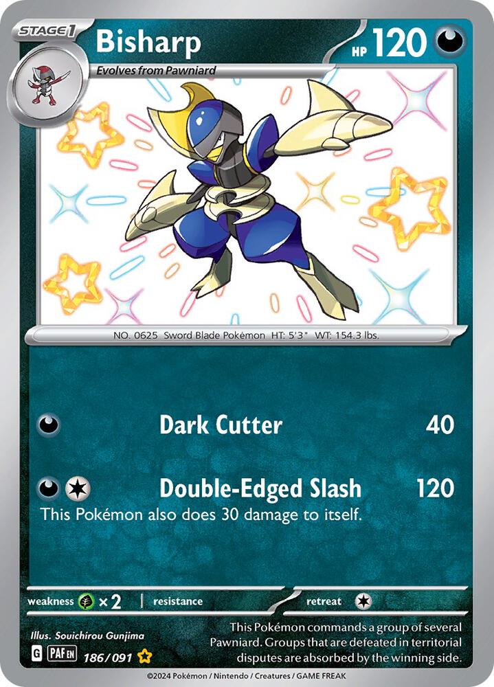 Bisharp 186/091 Shiny Rare Paldean Fates Pokémon card