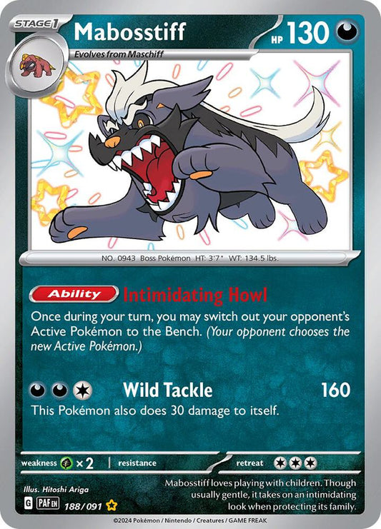 Mabosstiff - 188/091 188/091 Shiny Rare Paldean Fates Pokémon card