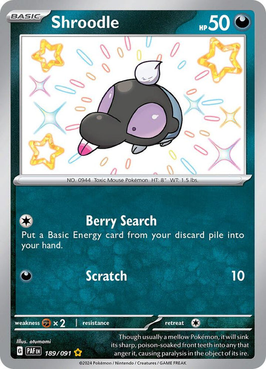 Shroodle - 189/091 189/091 Shiny Rare Paldean Fates Pokémon card
