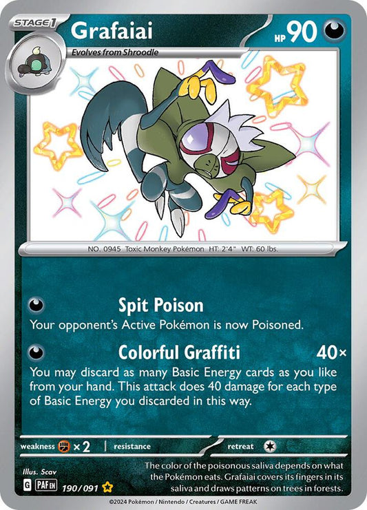 Grafaiai 190/091 Shiny Rare Paldean Fates Pokémon card