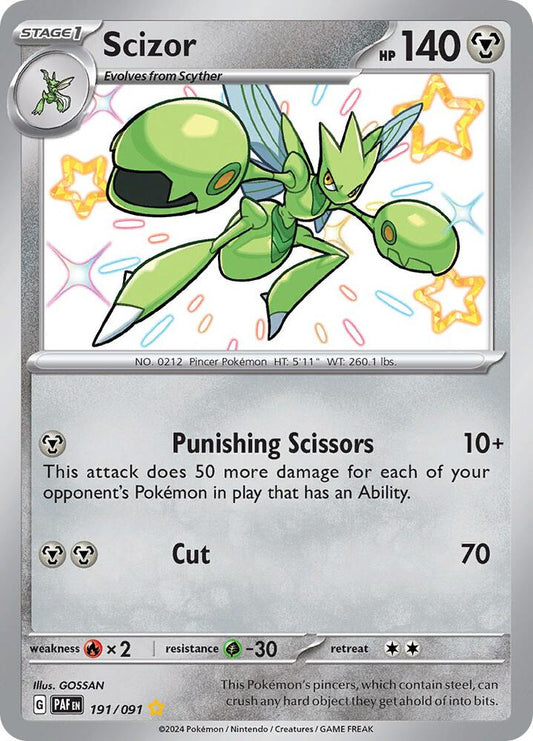 Scizor 191/091 Shiny Rare Paldean Fates Pokémon card