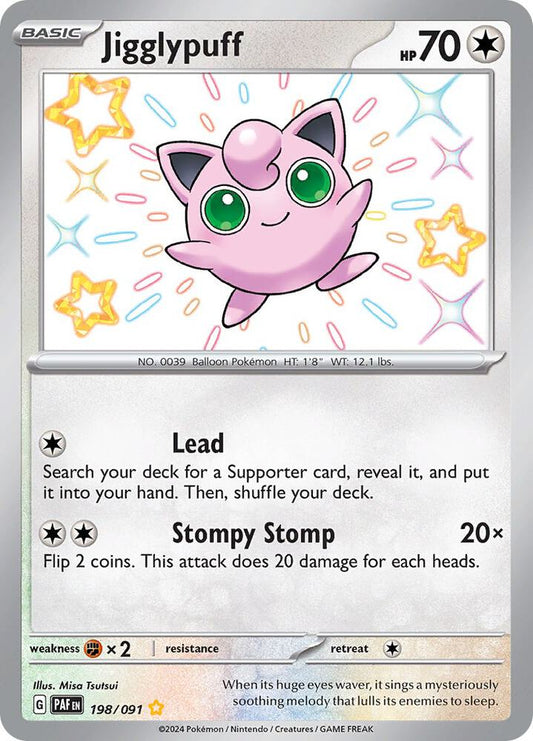 Jigglypuff 198/091 Shiny Rare Paldean Fates Pokémon card