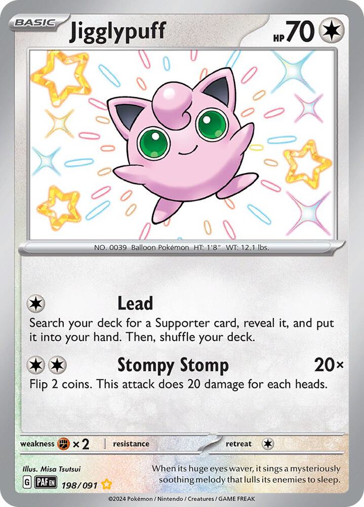 Jigglypuff 198/091 Shiny Rare Paldean Fates Pokémon card