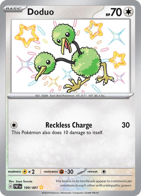 Doduo 199/091 Shiny Rare Paldean Fates Pokémon card