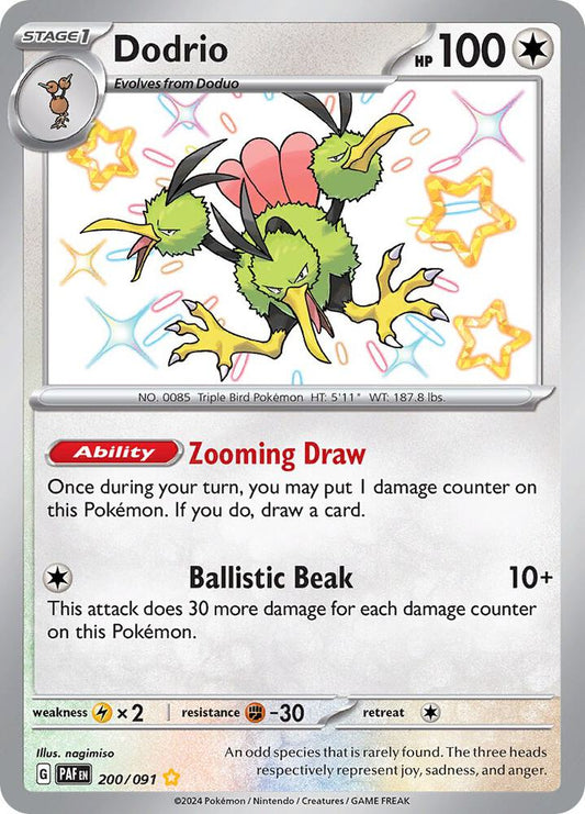Dodrio 200/091 Shiny Rare Paldean Fates Pokémon card