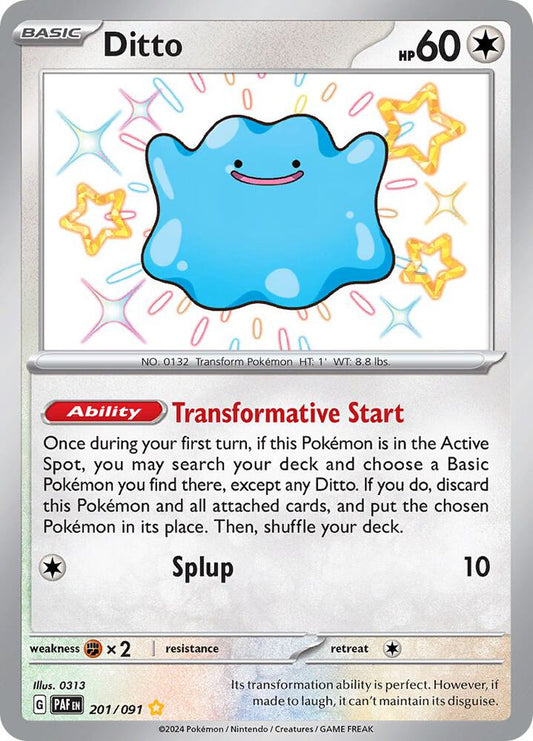 Ditto 201/091 Shiny Rare Paldean Fates Pokémon card