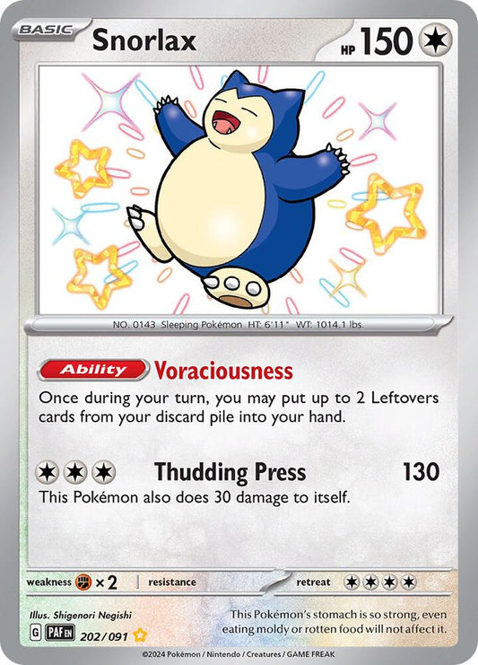 Snorlax 202/091 Shiny Rare Paldean Fates Pokémon card