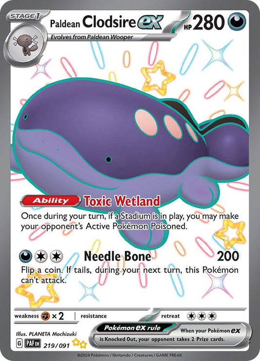 Paldean Clodsire ex - 219/091 219/091 Shiny Ultra Rare Paldean Fates Pokémon card