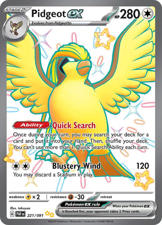 Pidgeot ex 221/091 Shiny Ultra Rare Paldean Fates Pokémon card