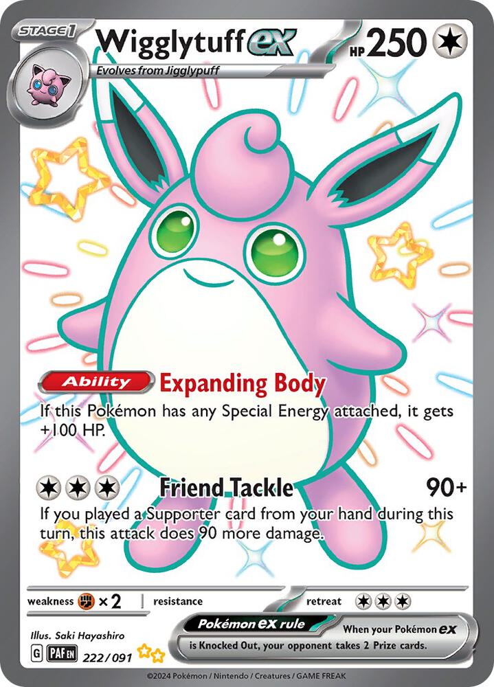 Wigglytuff ex 222/091 Shiny Ultra Rare Paldean Fates Pokémon card