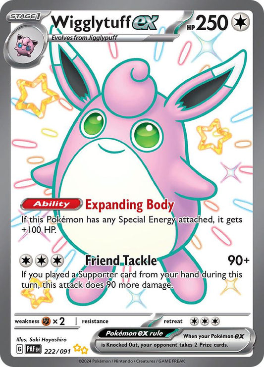 Wigglytuff ex 222/091 Shiny Ultra Rare Paldean Fates Pokémon card