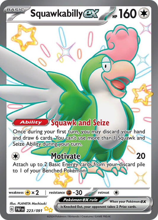 Squawkabilly ex - 223/091 223/091 Shiny Ultra Rare Paldean Fates Pokémon card