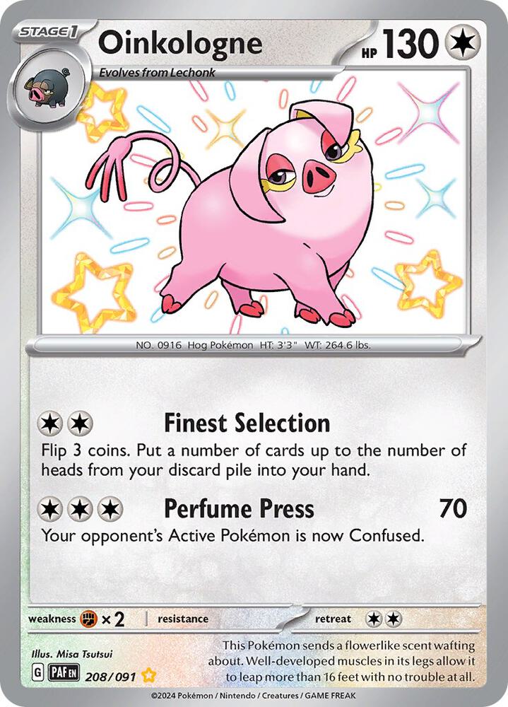 Oinkologne - 208/091 208/091 Shiny Rare Paldean Fates Pokémon card